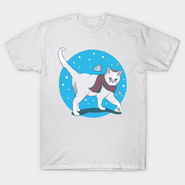 cat winter T-Shirt by dreamiedesire